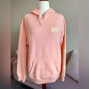 Billabong Hoodie Sweatshirt Womens XL Peach Summer of Love Flower Graphic Beach